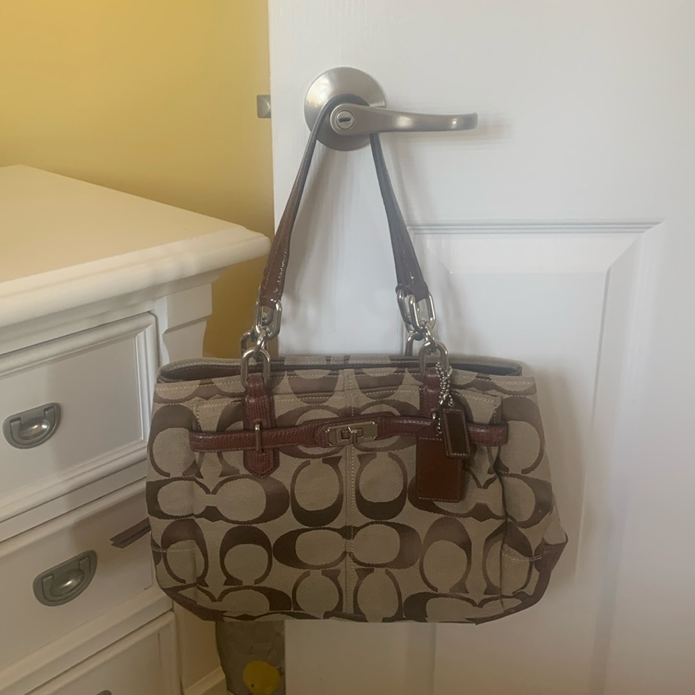 Coach Brown and Tan Shoulder Bag